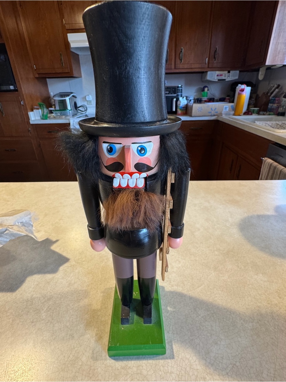 Vintage German Erzgebirge Chimney Sweep Nutcracker 11” Wooden Black Original